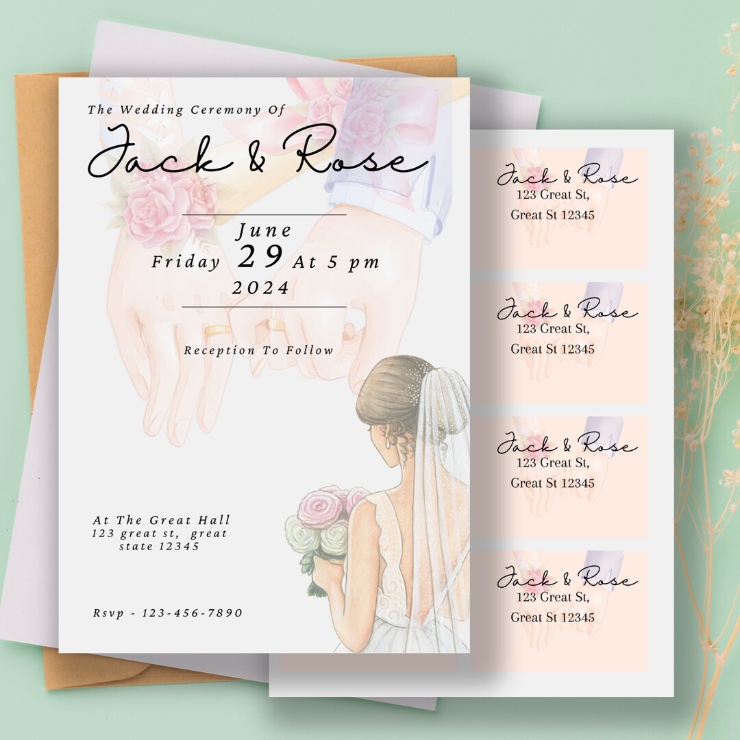 Romantic Wedding Invitation, Digital Download, Personalized Invitation. Thank You Card, Address Labels | MakerPlace by Michaels Romantic Wedding Invitation, Digital Download, Personalized Invitation. Thank You Card, Address Labels | MakerPlace by Michaels
